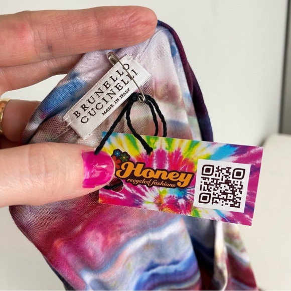 Brunello Cucinelli Long Muscle Tee Shirt Womens Size Small Custom Tie Dye Geode - Picture 12 of 12